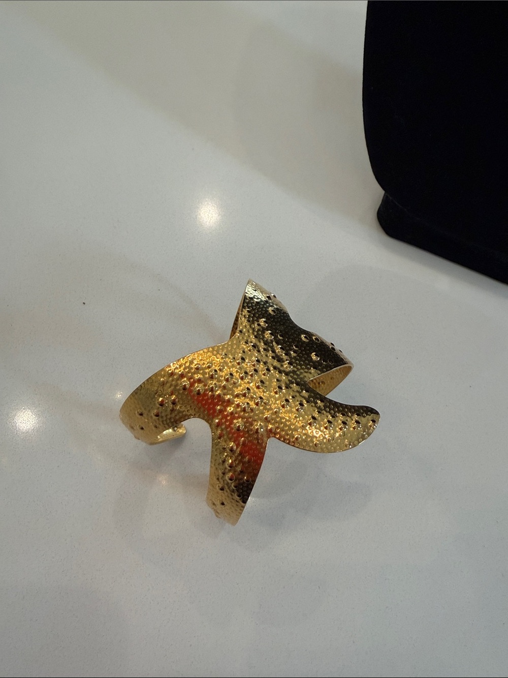Hammered Gold Starfish Cuff Bracelet - Women Jewelry